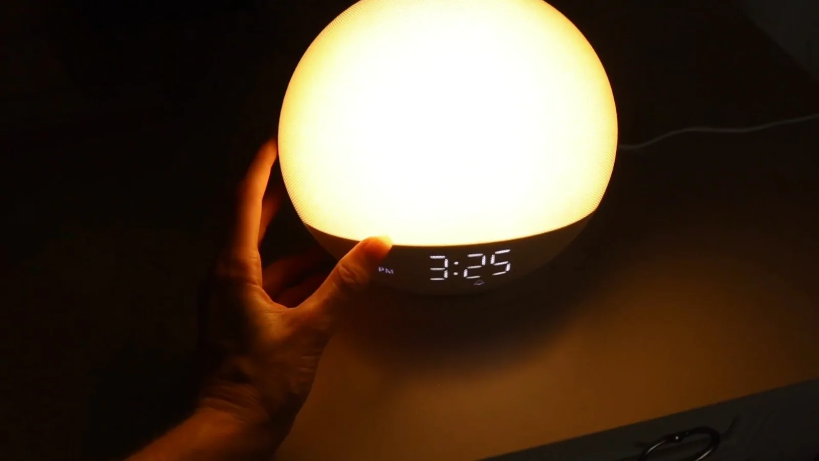 H03: the dome at full brightness, with the alarm still eleven minutes away.